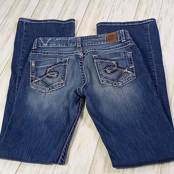 BKE Denim Culture Distressed Faded Bootcut Blue Jeans Size 29×35 - Picture 2 of 16